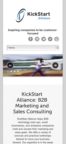 KickStart Alliance website - mobile view
